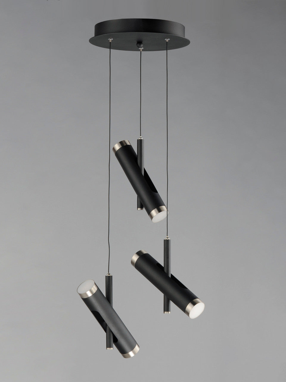 ET2 Contemporary Lighting Ambit 3-Light LED Pendant in Black / Satin Nickel E25043-BKSN