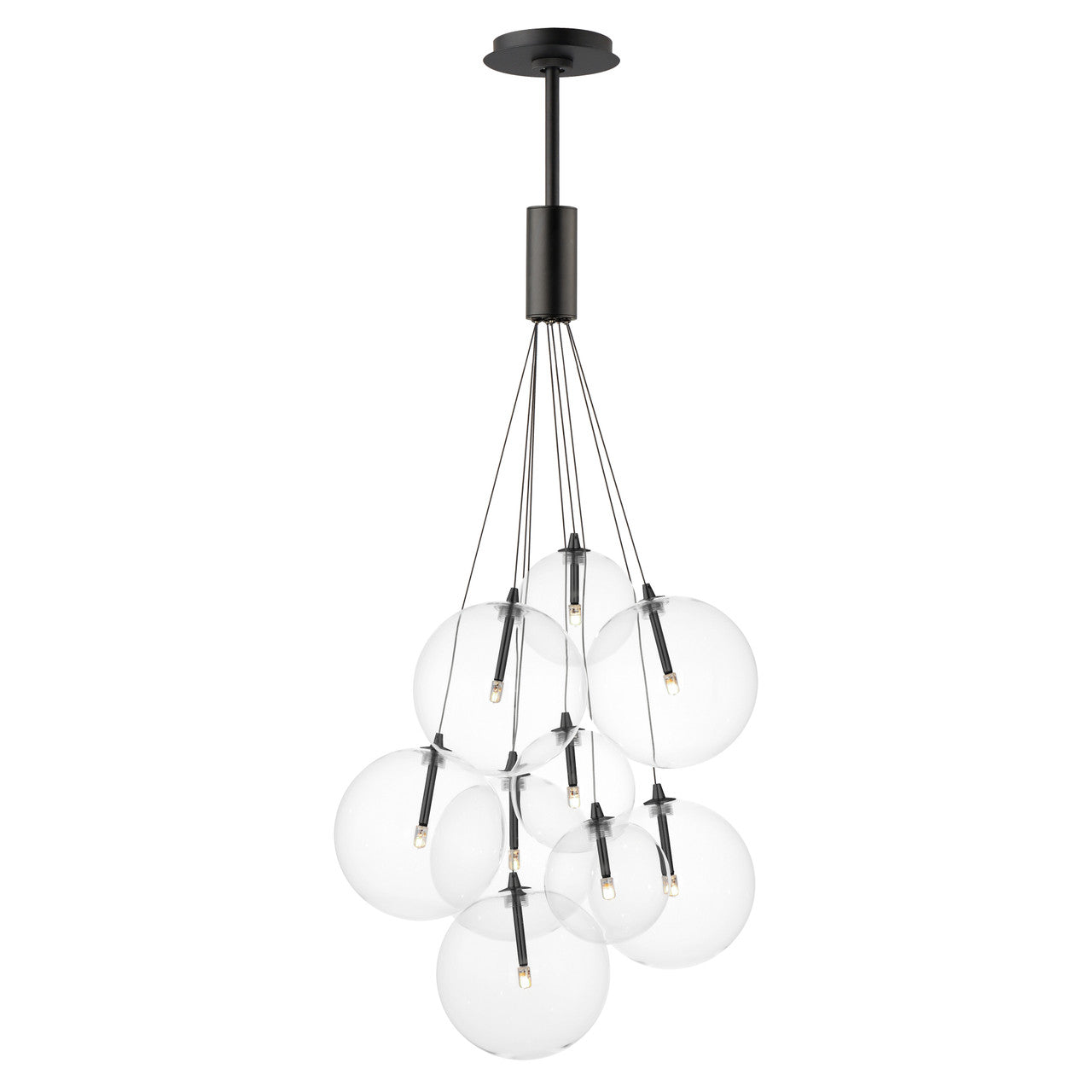 ET2 Contemporary Lighting Burst 9-Light LED Pendant - Clear in Black E25087-18BK