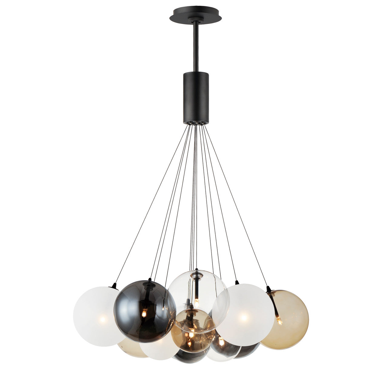 ET2 Contemporary Lighting Burst 12-Light LED Pendant - Mixed in Black E25089-148BK