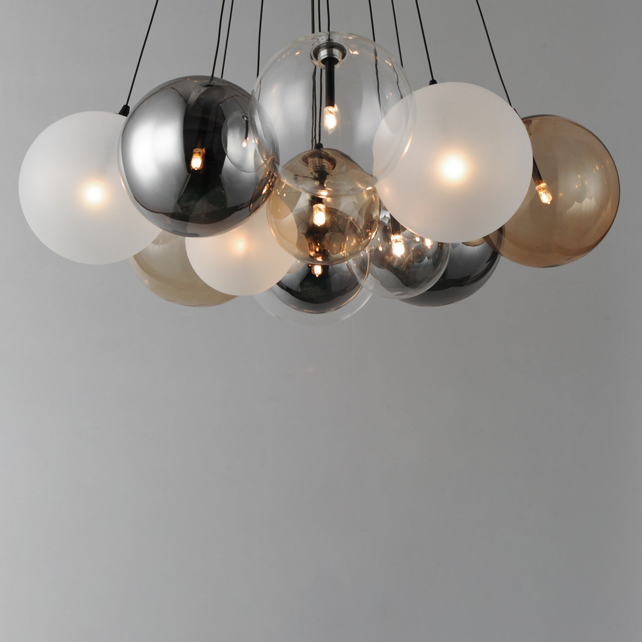 ET2 Contemporary Lighting Burst 12-Light LED Pendant - Mixed in Black E25089-148BK