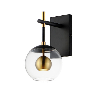 ET2 Contemporary Lighting Nucleus LED Wall Sconce in Black / Natural Aged Brass E25151-BKNAB