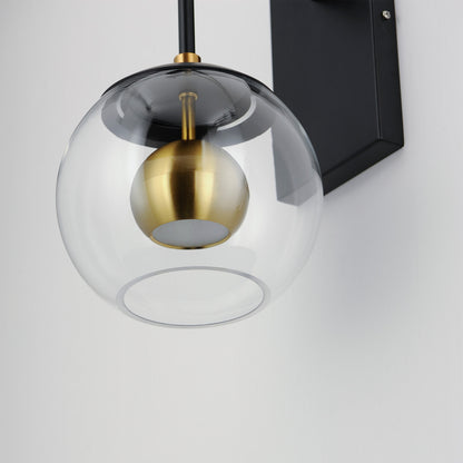 ET2 Contemporary Lighting Nucleus LED Wall Sconce in Black / Natural Aged Brass E25151-BKNAB