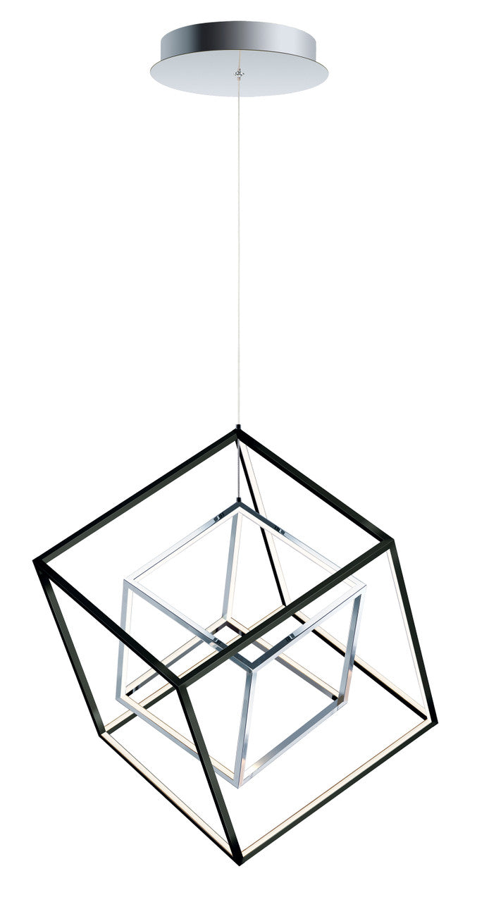 ET2 Contemporary Lighting 4 Square 2-Light LED Pendant in Black / Polished Chrome E30584-BKPC