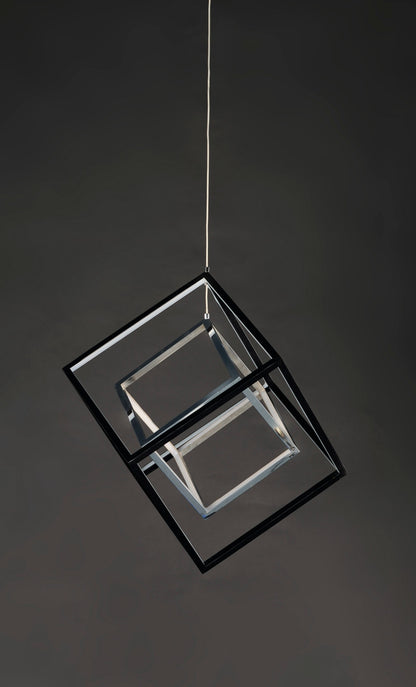 ET2 Contemporary Lighting 4 Square 2-Light LED Pendant in Black / Polished Chrome E30584-BKPC