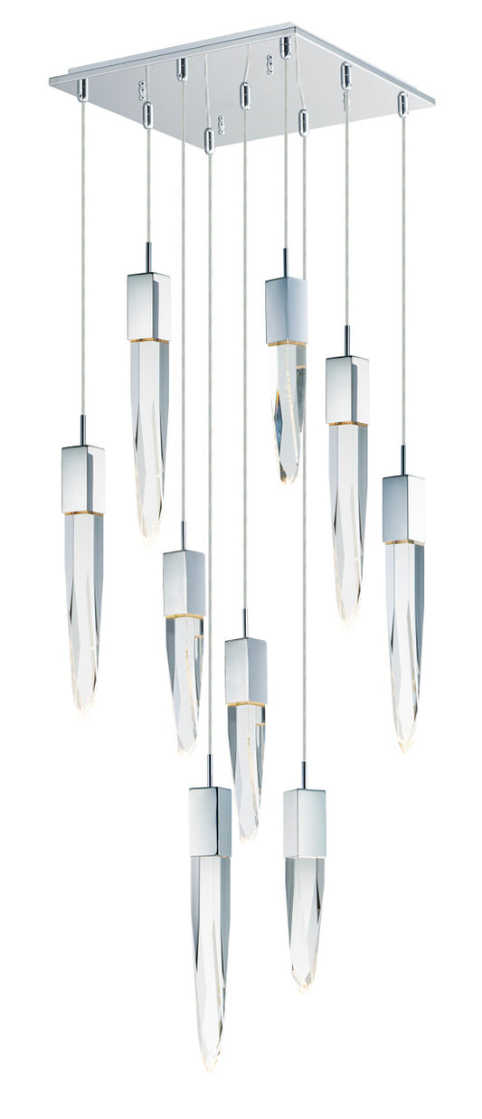 ET2 Contemporary Lighting Quartz 9-Light LED Pendant in Polished Chrome E31246-20PC