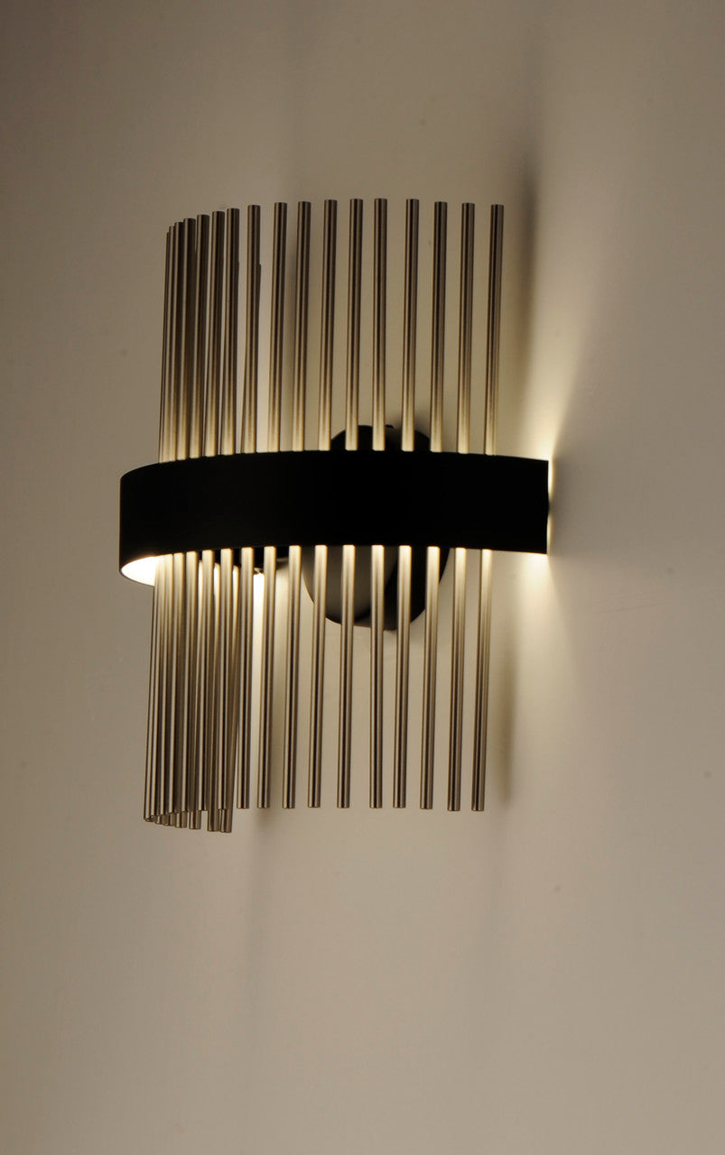 ET2 Contemporary Lighting Chimes LED Wall Sconce WiZ in Black / Satin Nickel E34201-BKSN