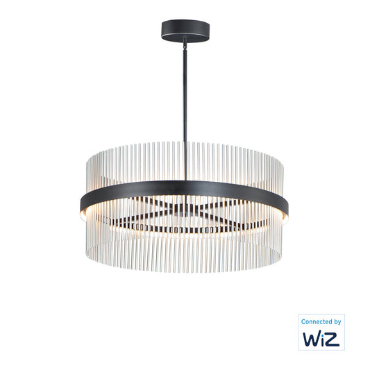 ET2 Contemporary Lighting Chimes 34'' LED Pendant WiZ in Black / Satin Nickel E34207-BKSN