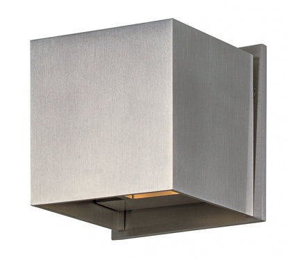 ET2 Contemporary Lighting Alumilux: Cube LED Outdoor Wall Sconce in Satin Aluminum E41308-SA