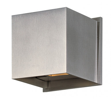 ET2 Contemporary Lighting Alumilux: Cube LED Outdoor Wall Sconce in Satin Aluminum E41308-SA