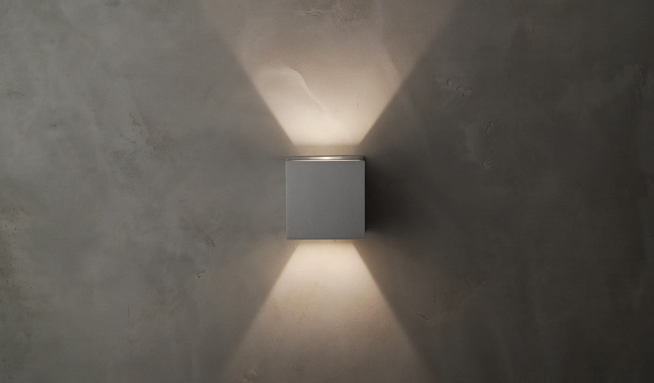 ET2 Contemporary Lighting Alumilux: Cube LED Outdoor Wall Sconce in Satin Aluminum E41308-SA