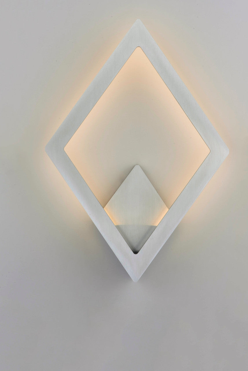 ET2 Contemporary Lighting Alumilux Rhombus LED Outdoor Wall Sconce in Satin Aluminum E41495-SA