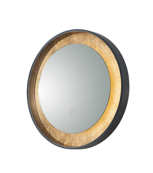 ET2 Contemporary Lighting Floating LED Mirror Round 23.5" in Gold Leaf / Black E42036-GLBK