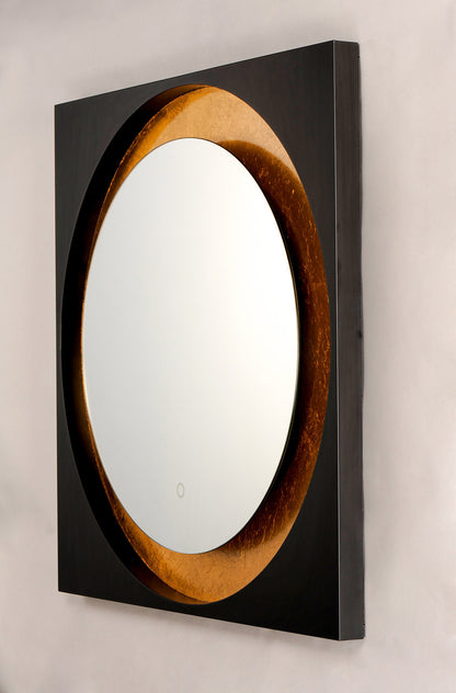 ET2 Contemporary Lighting Floating LED Mirror Square 31.5" in Gold Leaf / Black E42040-GLBK