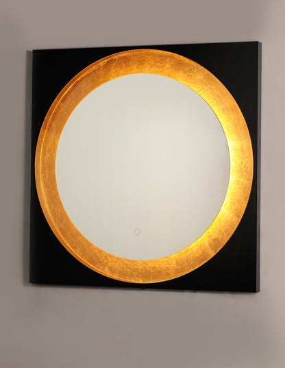 ET2 Contemporary Lighting Floating LED Mirror Square 31.5" in Gold Leaf / Black E42040-GLBK