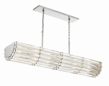 Crystorama Libby Langdon for Crystorama Elliot 6 Light Polished Nickel Linear Chandelier ELL-B3007-PN