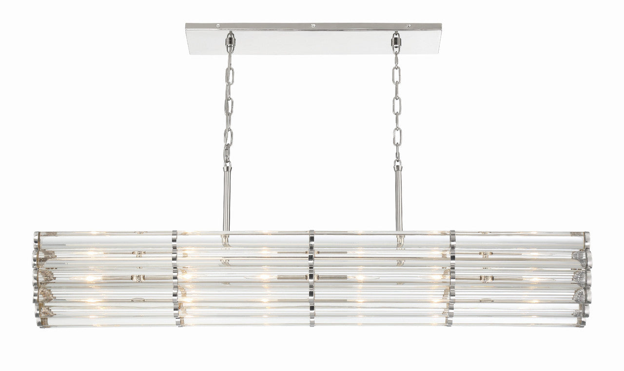 Crystorama Libby Langdon for Crystorama Elliot 6 Light Polished Nickel Linear Chandelier ELL-B3007-PN