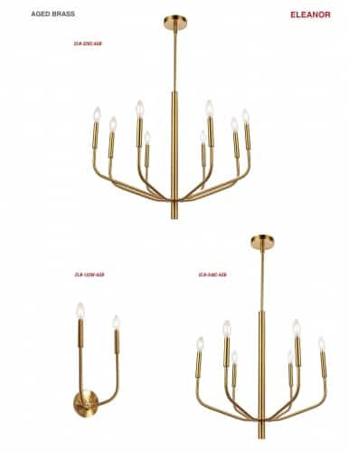 Dainolite 2 Light Incandescent Wall Sconce, Aged Brass ELN-152W-AGB