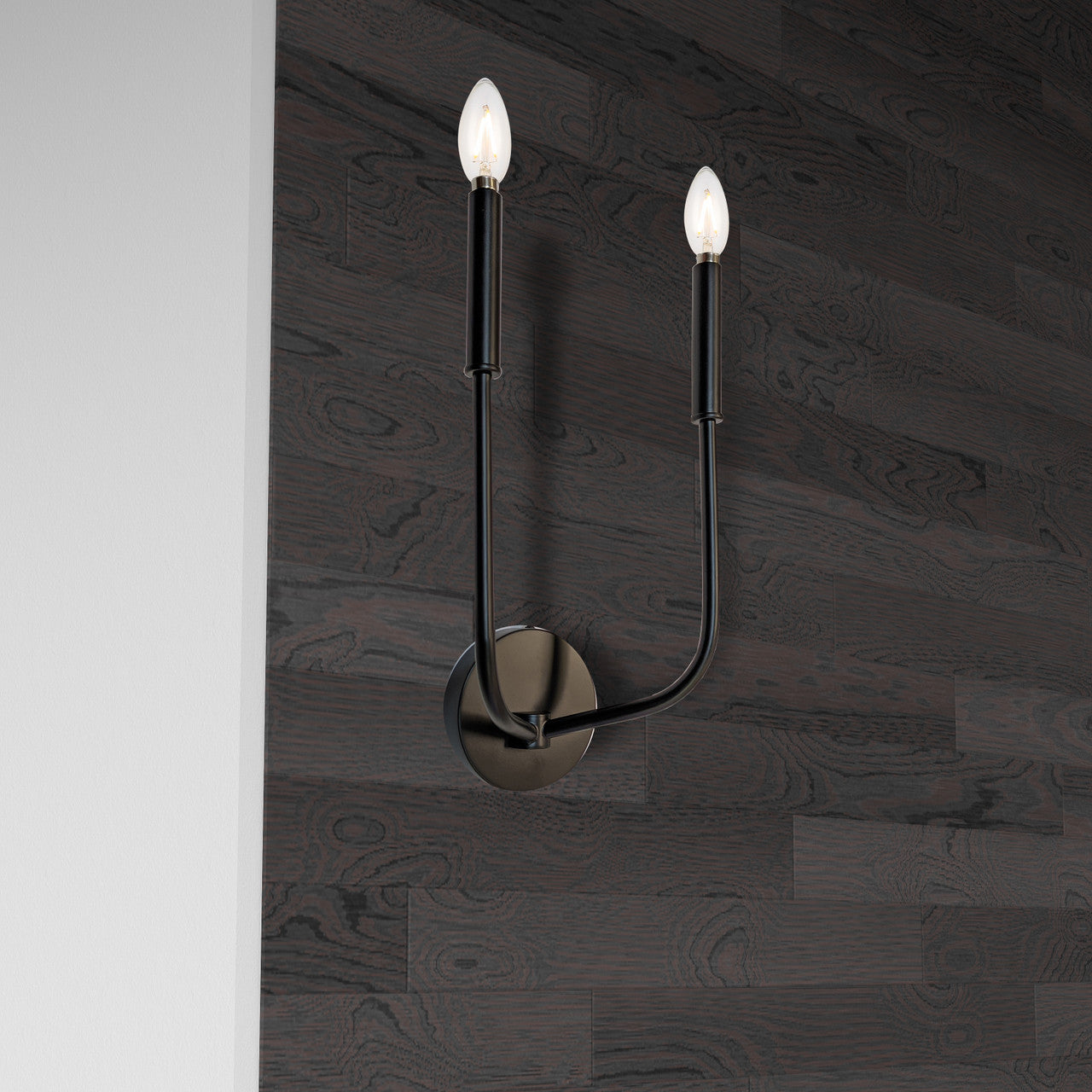 Dainolite 2 Light Incandescent Wall Sconce, Matte Black ELN-152W-MB