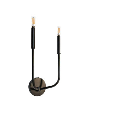 Dainolite 2 Light Incandescent Wall Sconce, Matte Black ELN-152W-MB