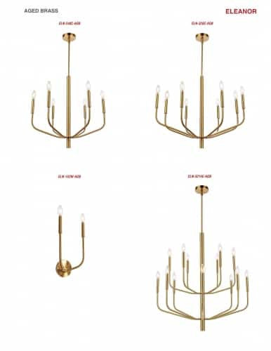 Dainolite 14 Light Incandescent Aged Brass Chandelier  ELN-3214C-AGB