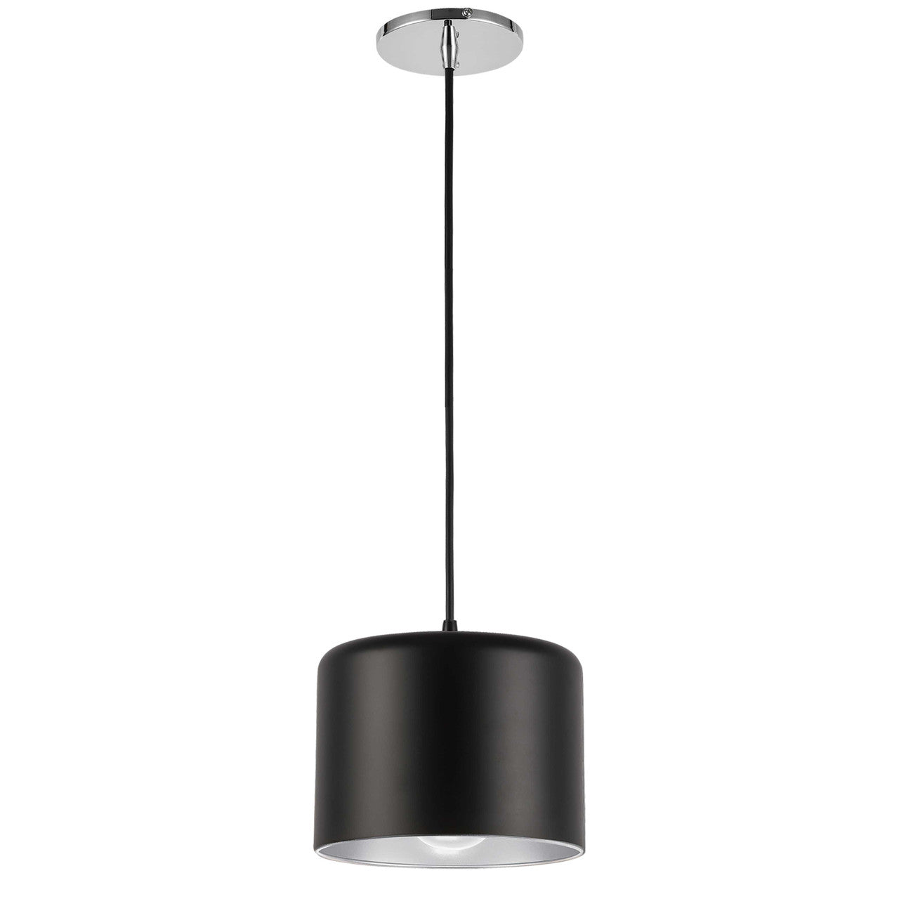 Dainolite 1 Light Incandescent Pendant, Polished Chrome with Matte Black & Silver Shade EMI-81P-PC-MB