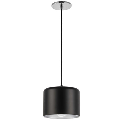 Dainolite 1 Light Incandescent Pendant, Polished Chrome with Matte Black & Silver Shade EMI-81P-PC-MB