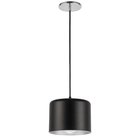 Dainolite 1 Light Incandescent Pendant, Polished Chrome with Matte Black & Silver Shade EMI-81P-PC-MB