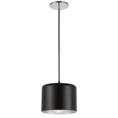 Dainolite 1 Light Incandescent Pendant, Polished Chrome with Matte Black & Silver Shade EMI-81P-PC-MB