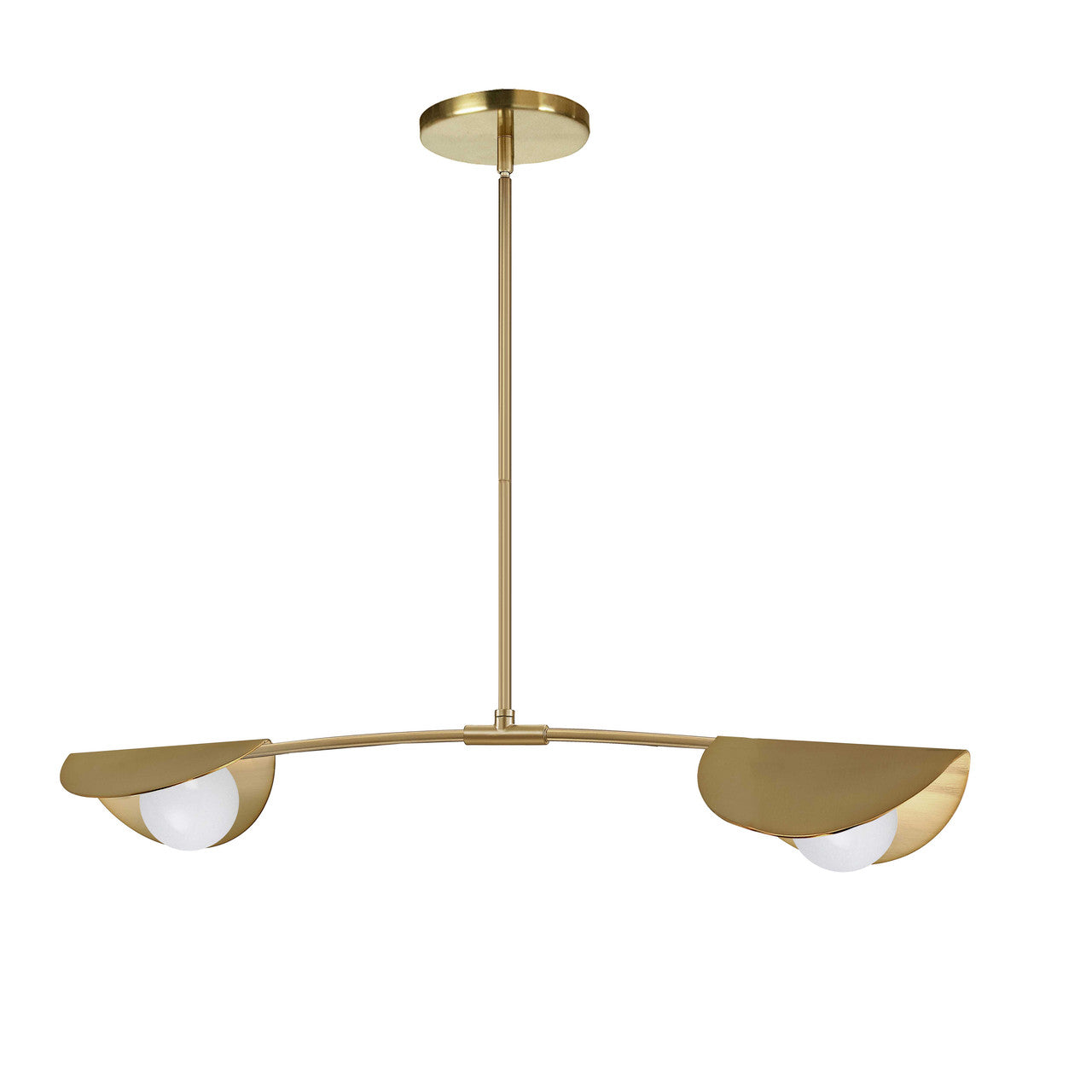 Dainolite 2 Light Halogen Horizontal Pendant Aged Brass with White Glass EMM-342HP-AGB