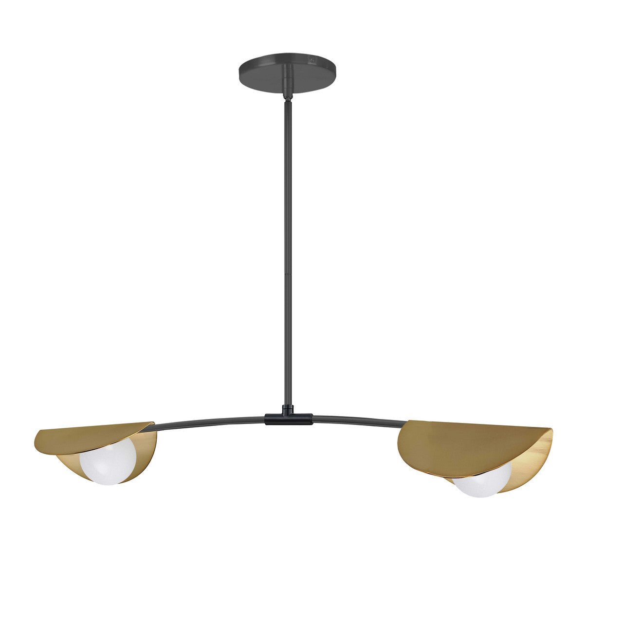 Dainolite 2 Light Halogen Horizontal Pendant Matte Black / Aged Brass with White Glass EMM-342HP-MB-AGB