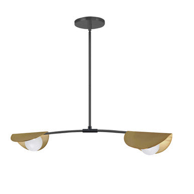 Dainolite 2 Light Halogen Horizontal Pendant Matte Black / Aged Brass with White Glass EMM-342HP-MB-AGB