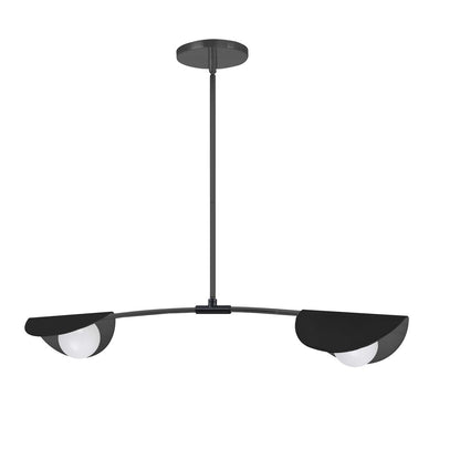 Dainolite 2 Light Halogen Horizontal Pendant Matte Black with White Glass EMM-342HP-MB