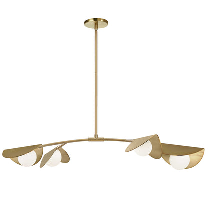 Dainolite 4 Light Halogen Horizontal Pendant Aged Brass with White Glass EMM-414HP-AGB