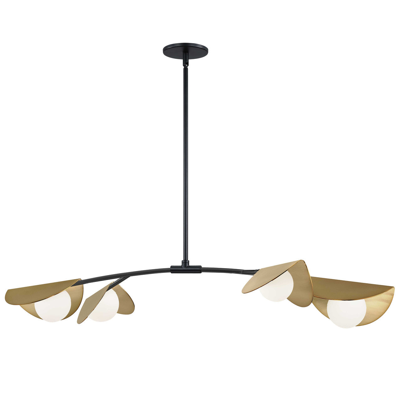 Dainolite 4 Light Halogen Horizontal Pendant Matte Black / Aged Brass with White Glass EMM-414HP-MB-AGB