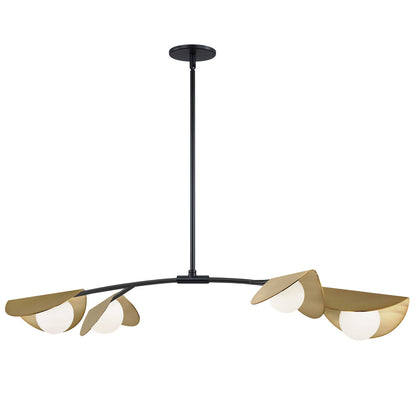 Dainolite 4 Light Halogen Horizontal Pendant Matte Black / Aged Brass with White Glass EMM-414HP-MB-AGB