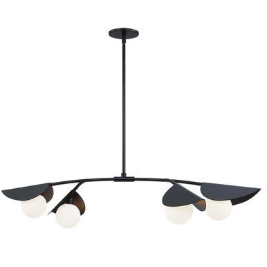 Dainolite 4 Light Halogen Horizontal Pendant Matte Black with White Glass EMM-414HP-MB