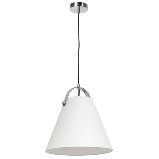 Dainolite 1 Light Emperor Pendant Polished Chrome with Off White Shade  EMP-111P-719-PC