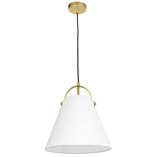 Dainolite 1 Light Emperor Pendant Aged Brass with White Shade EMP-111P-790-AGB