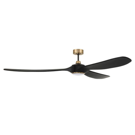 Craftmade Ceiling Fan Indoor/Outdoor 72" Envy in Flat Black/Satin Brass w/ Flat Black Blades EVY72FBSB3