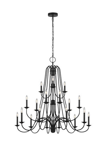 Generation Lighting Boughton Transitional 18 Light Chandelier in Antique Forged Iron F3207EN/18AF