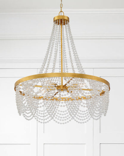 Crystorama Fiona 4 Light Antique Gold Chandelier with Clear Beads FIO-A9104-GA-CL