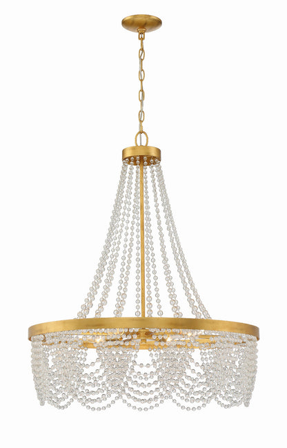 Crystorama Fiona 4 Light Antique Gold Chandelier with Clear Beads FIO-A9104-GA-CL