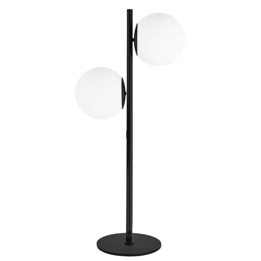 Dainolite 2 Light Incandescent Table Lamp, Matte Black w/ White Glass FOL-222T-MB