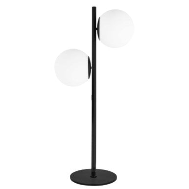 Dainolite 2 Light Incandescent Table Lamp, Matte Black w/ White Glass FOL-222T-MB