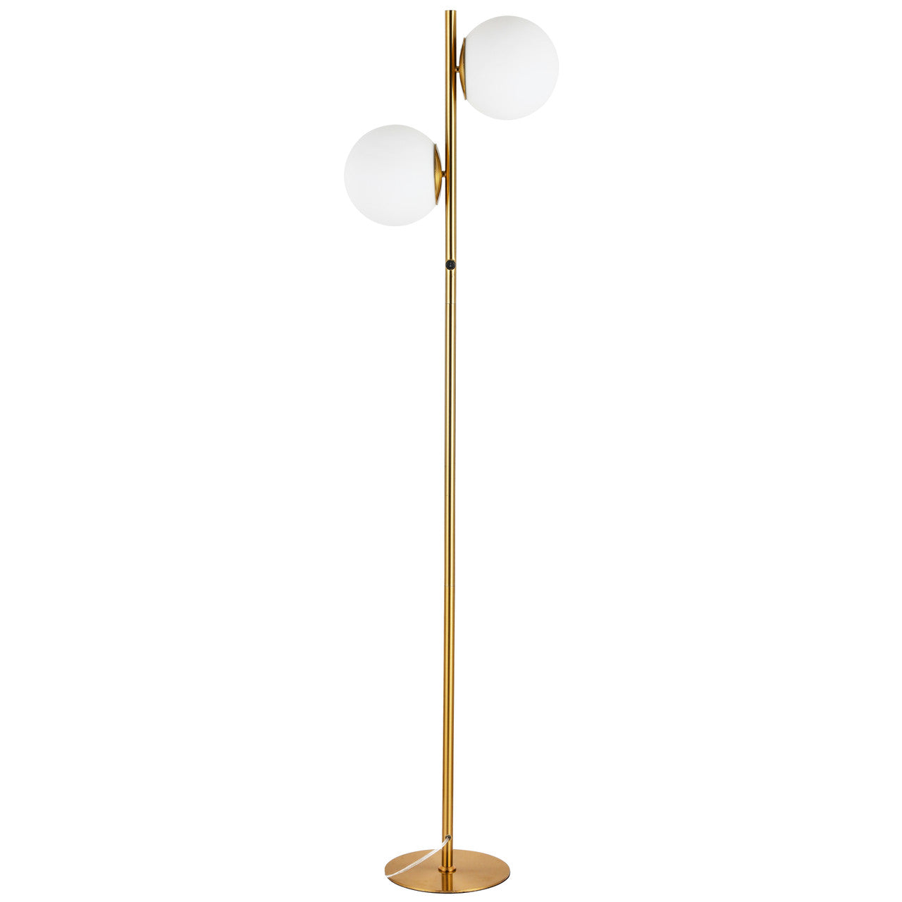 Dainolite 2 Light Incandescent Floor Lamp, Aged Brass with White Opal Glass FOL-662F-AGB