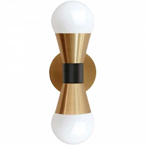 Dainolite 2 Light Incandescent Wall Sconce, Aged Brass & Matte Black  FOR-72W-AGB-MB