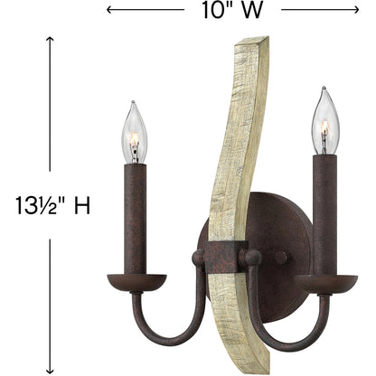 Fredrick Ramond Lighting Middlefield Two Light Sconce Iron Rust FR40572IRR