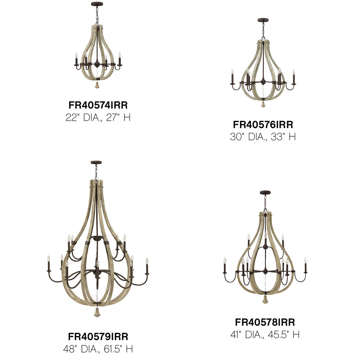 Fredrick Ramond Lighting Middlefield Small Open Frame Single Tier Iron Rust FR40574IRR