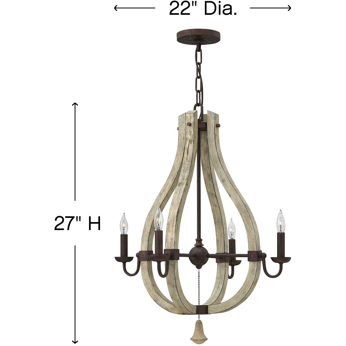 Fredrick Ramond Lighting Middlefield Small Open Frame Single Tier Iron Rust FR40574IRR