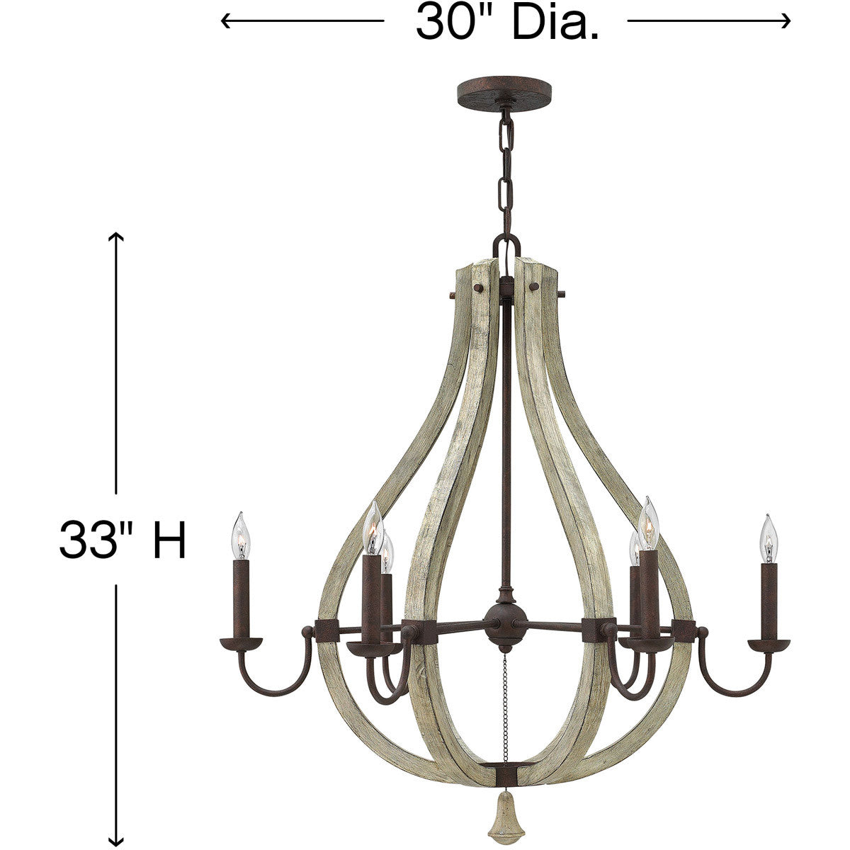 Fredrick Ramond Lighting Middlefield Large Open Frame Single Tier Iron Rust FR40576IRR